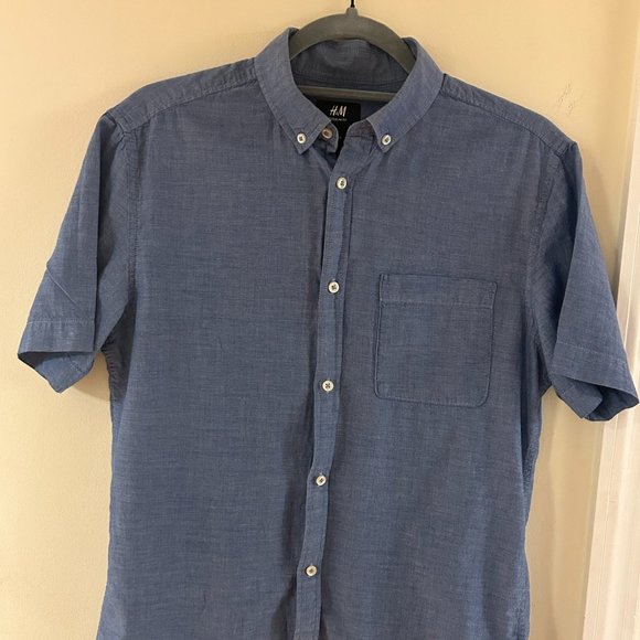 H&M Regular Fit Short Sleeve Men Button Shirt - Picture 1 of 4